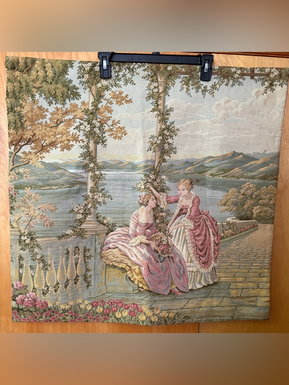 Antique Dame e Lago “ Ladies at lake Como tapestry